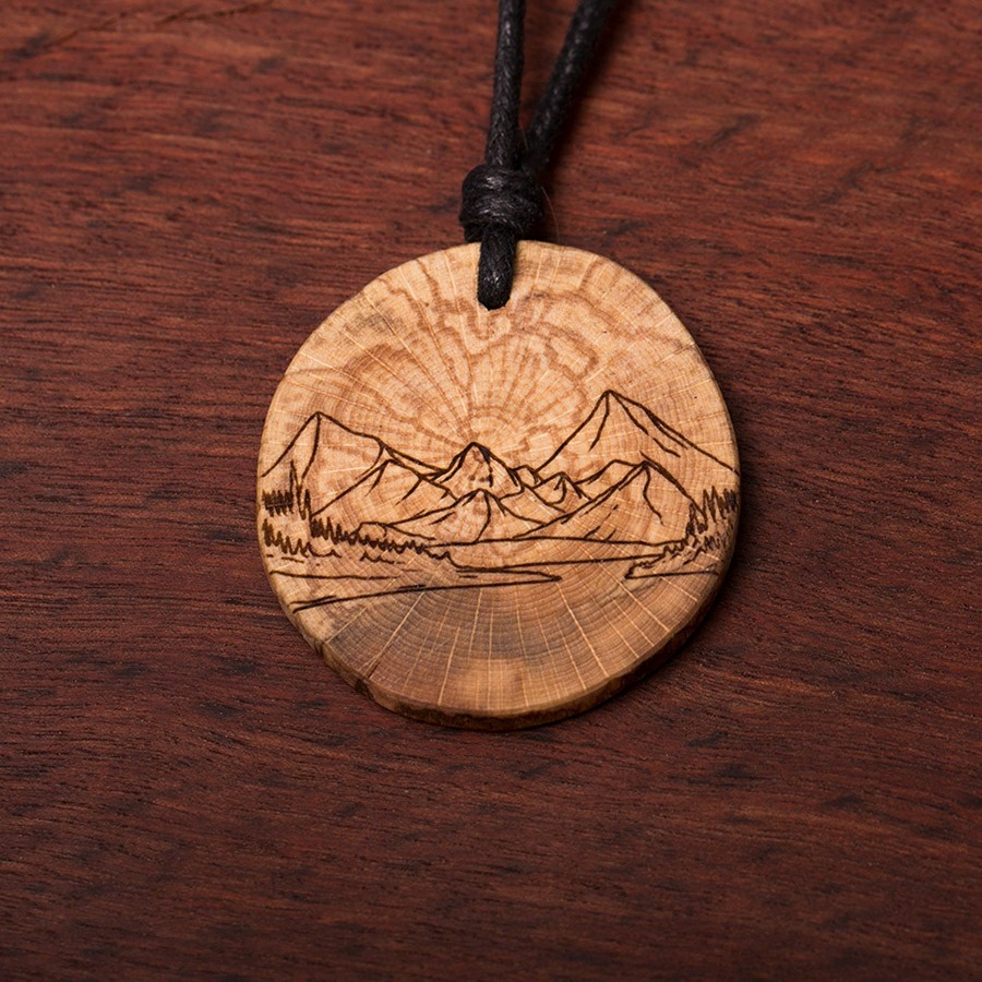 Berge dünn Kette Holzschmuck aus Naturholz / Anhänger