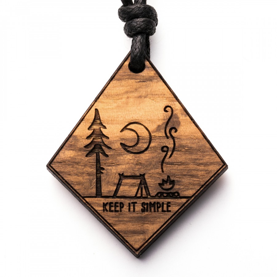 Keep it simple - Zelt Kette Holzschmuck aus Naturholz / Anhänger