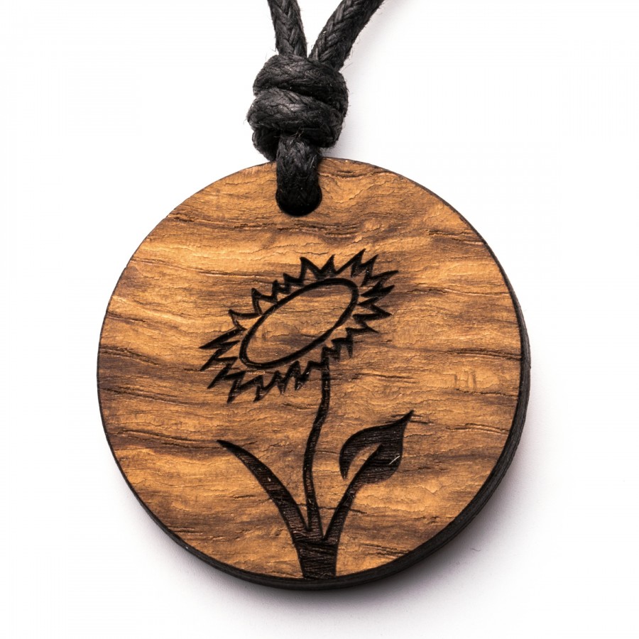 Veganblume Kette Holzschmuck aus Naturholz / Anhänger