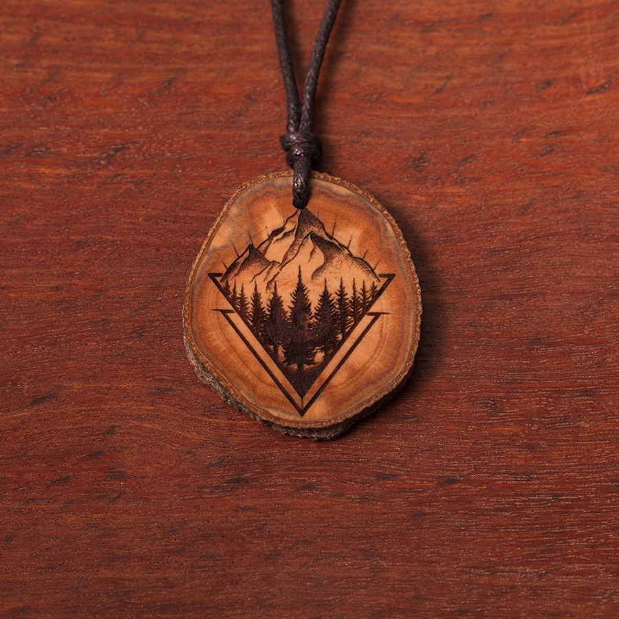 Berge Natur Kette Holzschmuck aus Naturholz / Anhänger
