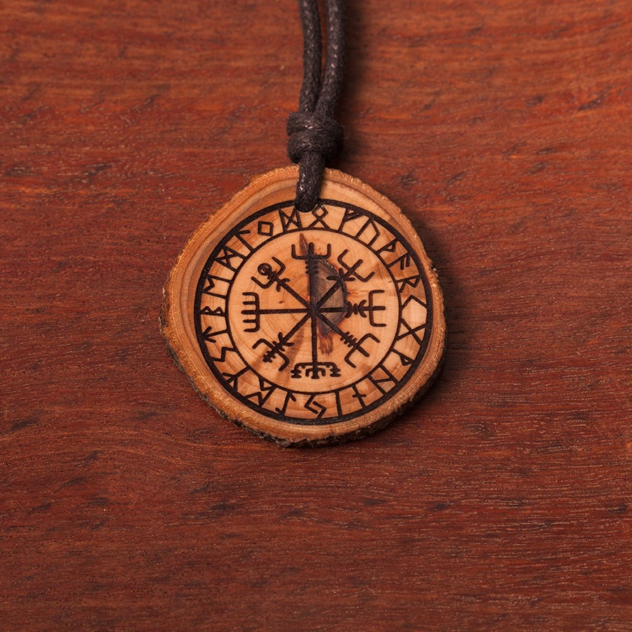 Schutzrune Kette Holzschmuck aus Naturholz / Anhänger