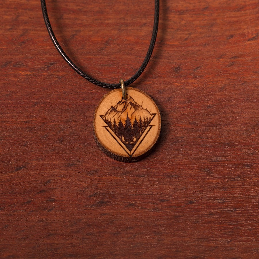 Berge Natur Kette Holzschmuck aus Naturholz / Anhänger