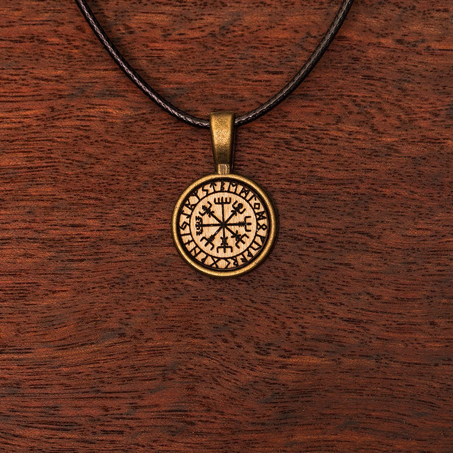 Schutzrune Kette Holzschmuck aus Naturholz / Anhänger
