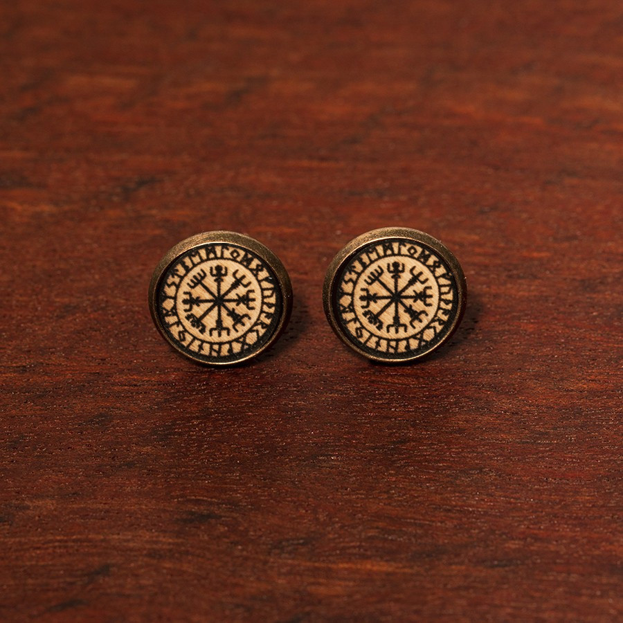 Schutzrune Ohrstecker Holzschmuck aus Naturholz / Anhänger