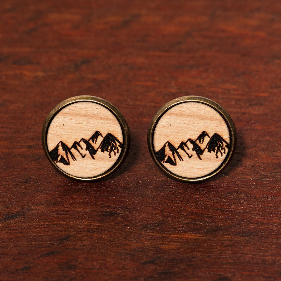 Berge Ohrstecker Holzschmuck aus Naturholz / Anhänger