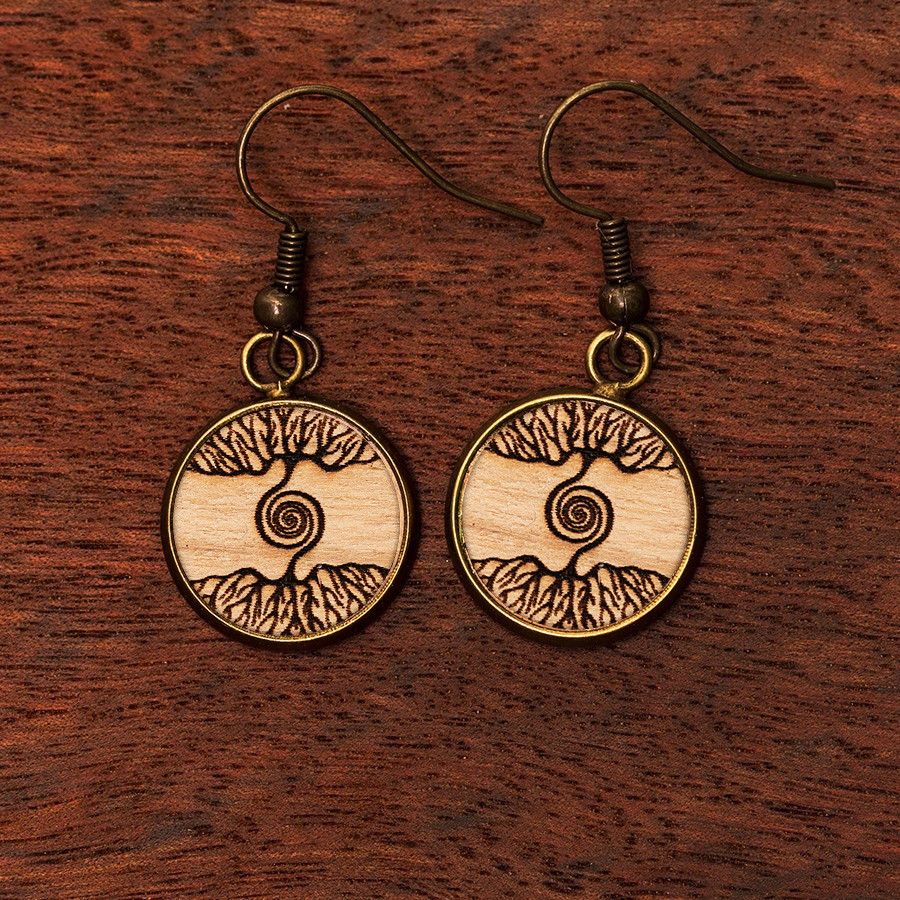 Baumspirale Ohrringe Holzschmuck aus Naturholz / Anhänger