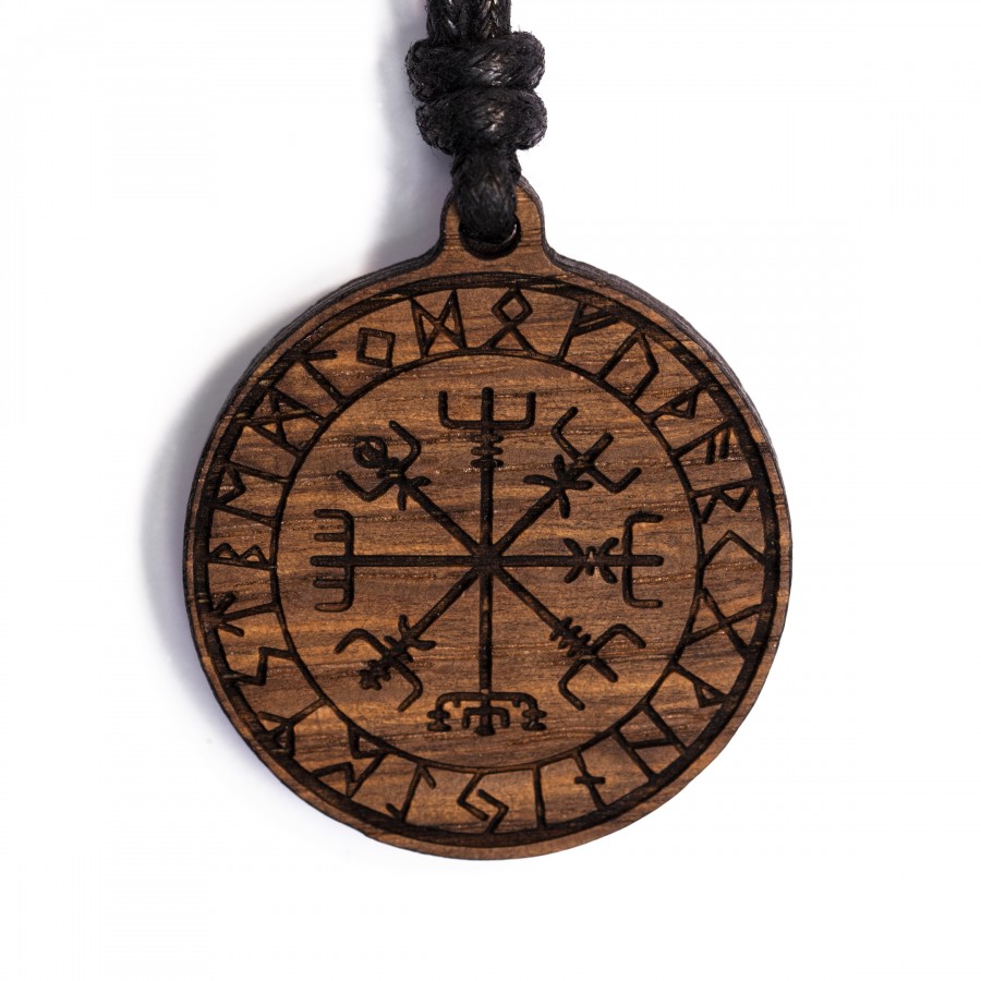 Schutzrune Kette Holzschmuck aus Naturholz / Anhänger