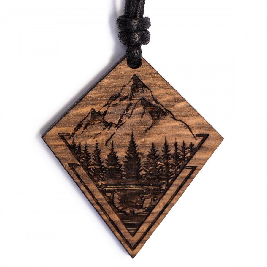 Berge Natur Kette Holzschmuck aus Naturholz / Anhänger