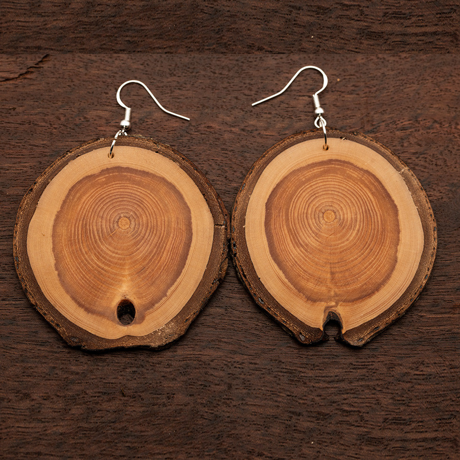 Tanne 4890 Ohrringe Holzschmuck aus Naturholz / Anhänger