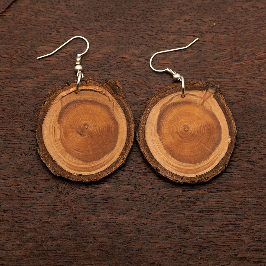Tanne 4891 Ohrringe Holzschmuck aus Naturholz / Anhänger