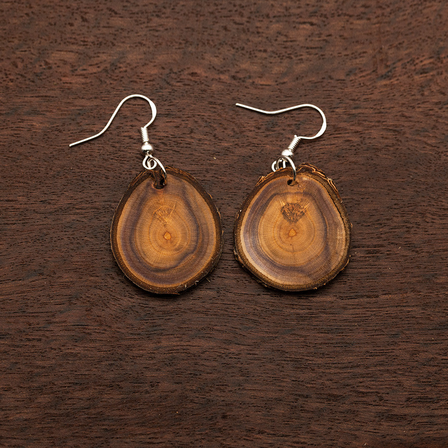 Zwetschge 4913 Ohrringe Holzschmuck aus Naturholz / Anhänger
