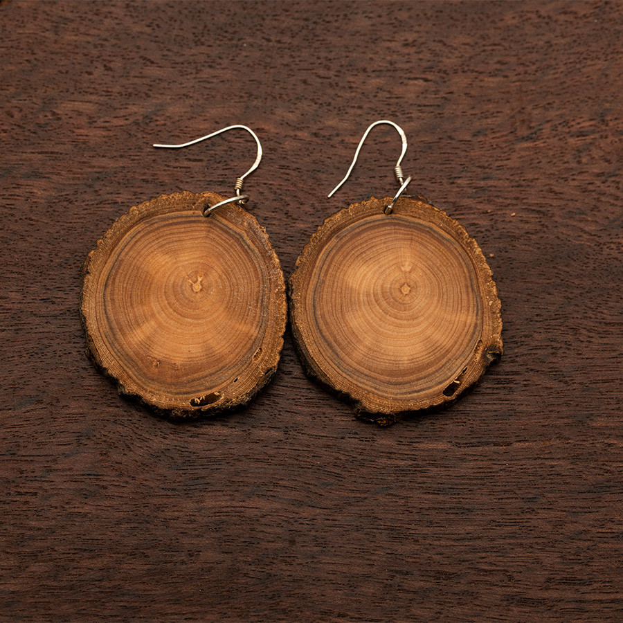 Zwetschge 4914 Ohrringe Holzschmuck aus Naturholz / Anhänger