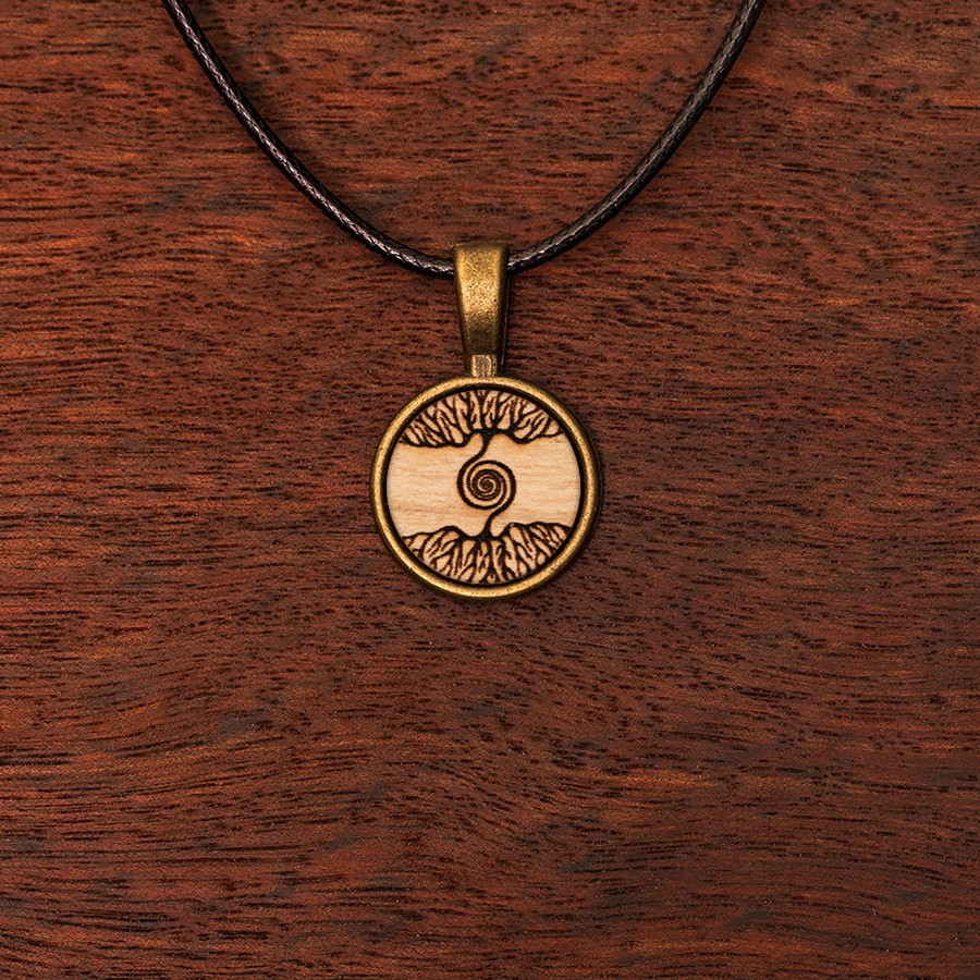 Baumspirale Kette Holzschmuck aus Naturholz / Anhänger