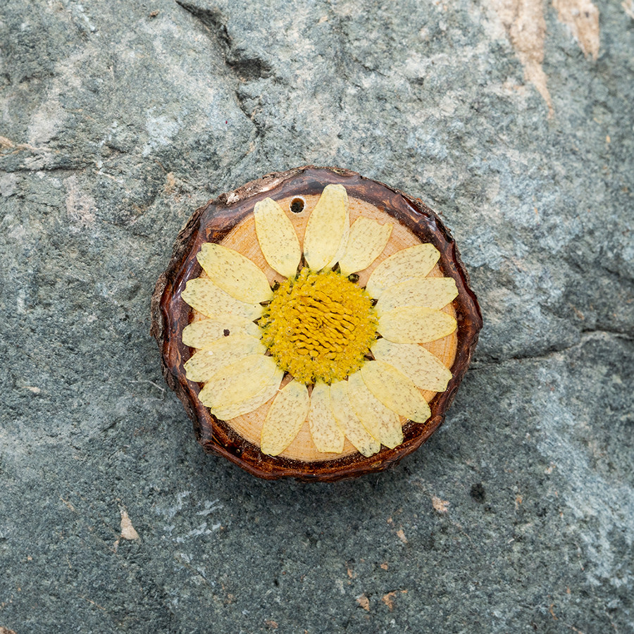 Zirbenblüte 5308 Kette Holzschmuck aus Naturholz / Anhänger