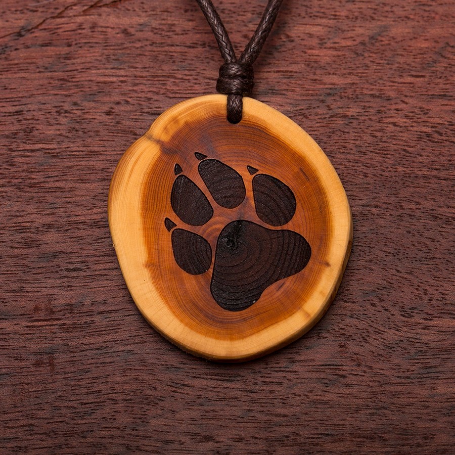 Pfote Kette Holzschmuck aus Naturholz / Anhänger