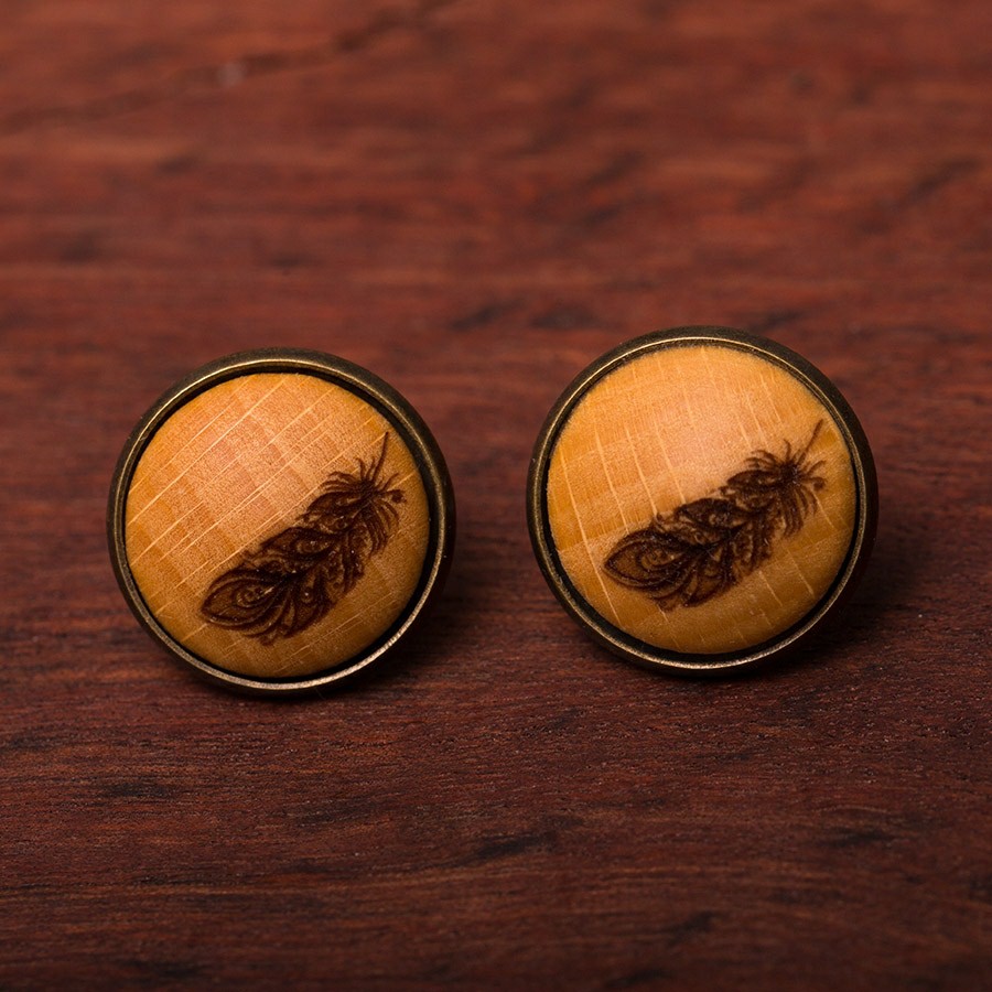 Feder Ohrstecker Holzschmuck aus Naturholz / Anhänger