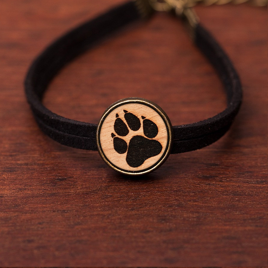 Pfote Hund Armkette Holzschmuck aus Naturholz / Anhänger