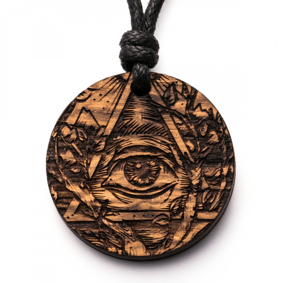 Allsehendes Auge Kette Holzschmuck aus Naturholz / Anhänger