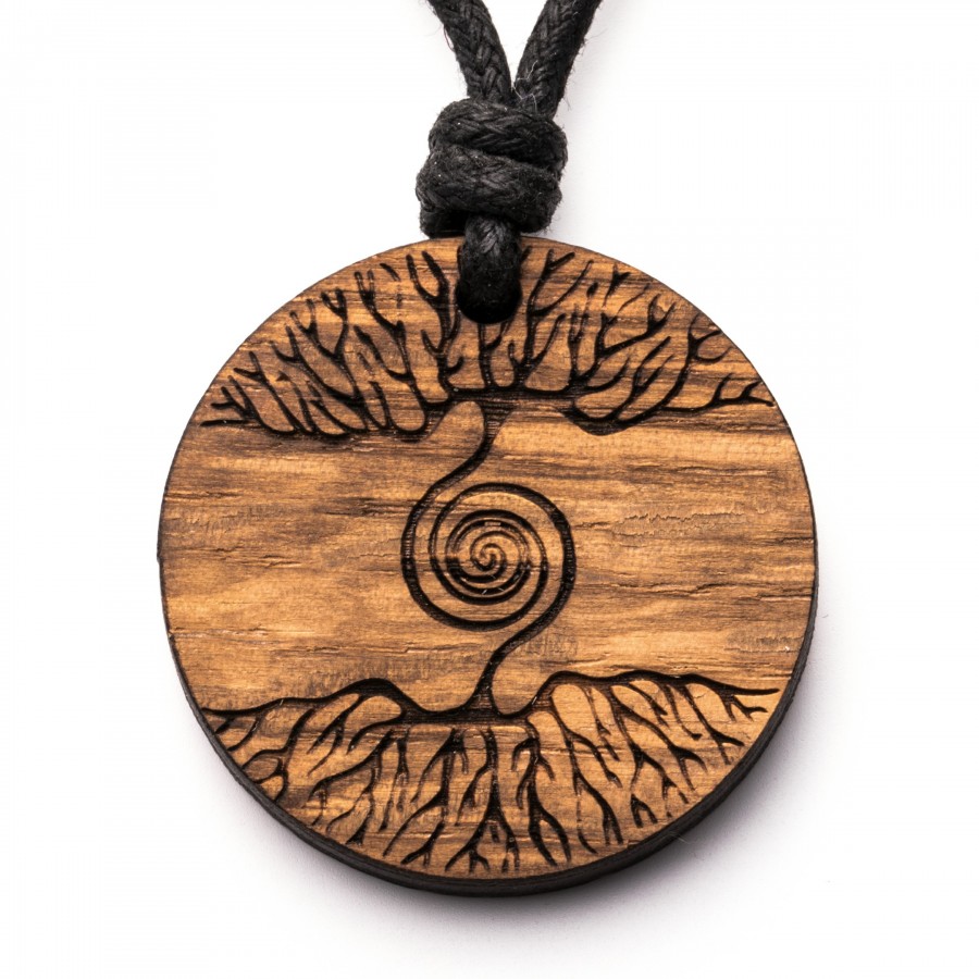 Baum Spirale Kette Holzschmuck aus Naturholz / Anhänger